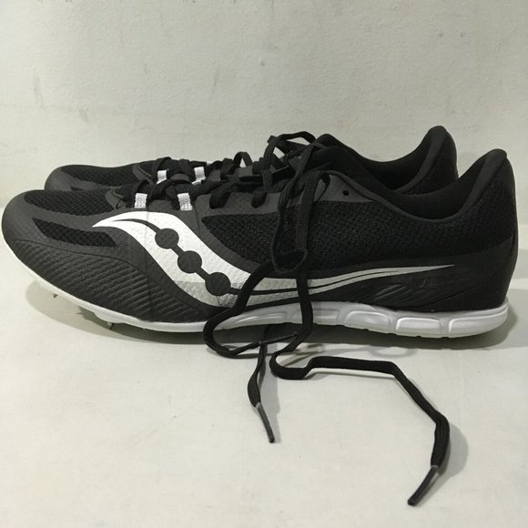 SAUCONY VENDETTA 3 BLACK/WHITE TRACK & FIELD SPIKE SHOES 11.5-NICE! - Picture 1 of 13